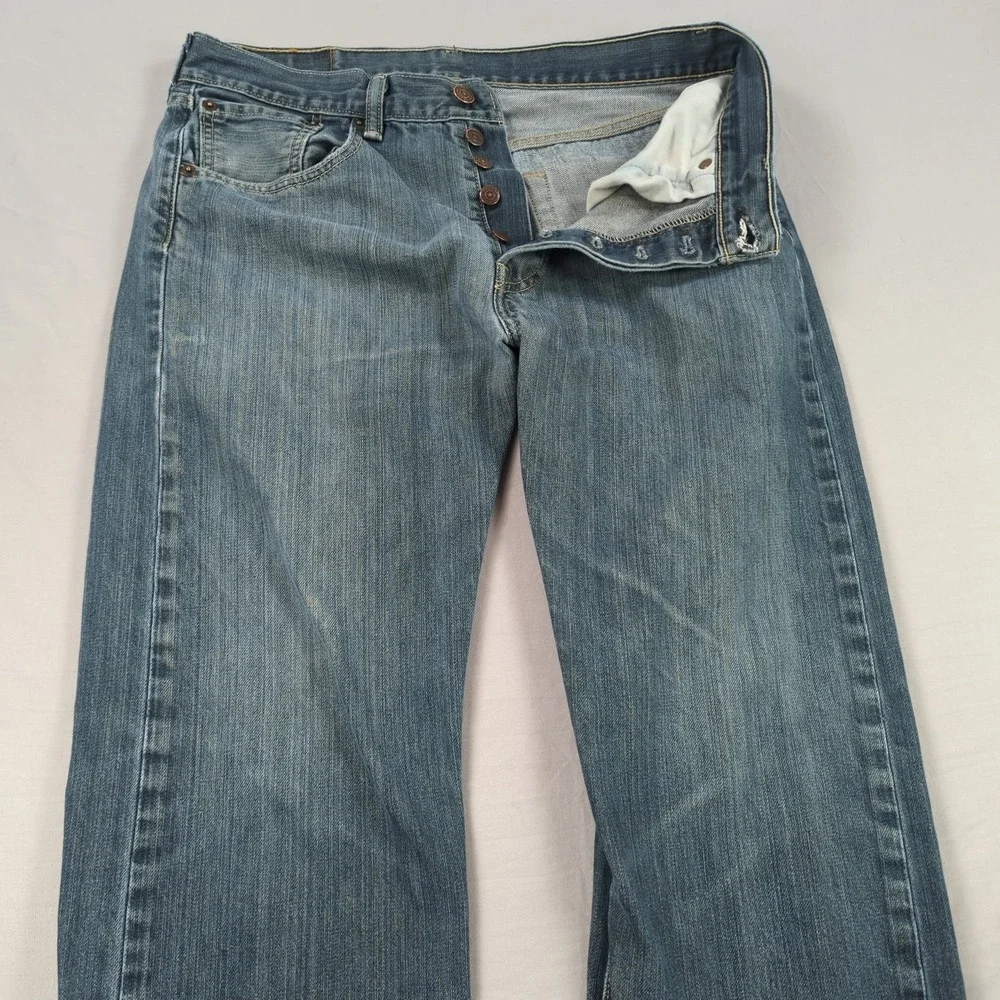 Levis 501 Jeans Mens 32x30 Blue Button Fly Classic American‎ Western Faded